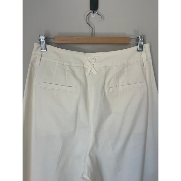 Maeve by Anthropologie Pleated Cropped Aston Pants Wide Leg in Ivory sz. 8 - Picture 7 of 11